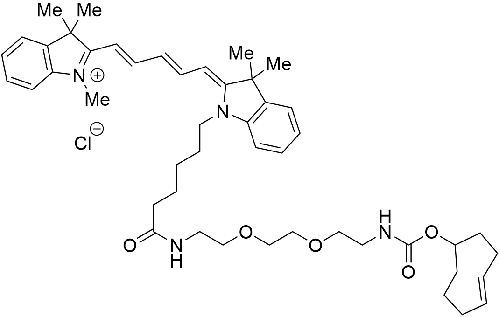 Cy5-PEG2-TCO4 is a fluorescent dye that reacts with tetrazines